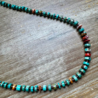 33” Graduated Turquoise & Spiny Oyster Necklace