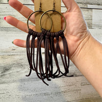 10 options Deer Skin Leather Hoop Earrings – 6.5" – Final Edition – USA Made