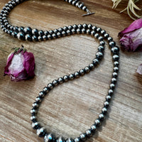 NFR Collection Necklace – Graduated Sterling Silver Pearls 8mm to 14mm 46.5"