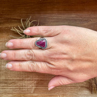 Ring - Size 7 1/2 -Red Spiny & Sterling Silver