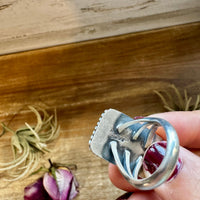 Purple Dahlia Ring – Sterling Silver – Native Made by M. Spencer – Size 8