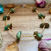 22” Chunky Turquoise & Shell Heishi Necklace