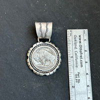 Sterling Silver Buffalo Nickel Pendant – Rope Border – Artist Jason Ogg