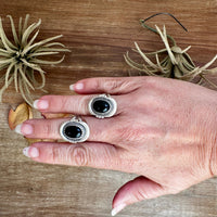 Black Onyx Oval Ring – Sterling Silver – Sizes 7.5 & 8