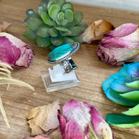 MJ Turquoise Ring – Sterling Silver Adjustable Band