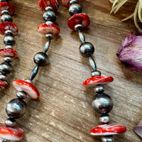 NFR Collection Necklace – Graduated Spiny Oyster & Sterling Silver Pearls 45"