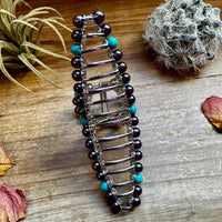 Turquoise and faux pearls Hair Clips - option 2