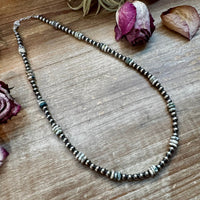 Azurite & Sterling Silver Pearl Necklace – 5mm - 19"