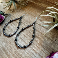 Sterling Silver Pearl & Black Onyx Teardrop Earrings