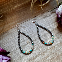 Green & Orange Heishi Earrings – Sterling Silver Pearls
