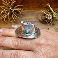 Adjustable Cowboy Hat Ring – Kingman Turquoise, Navajo Handmade by Robby Manuelito