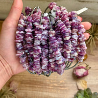 14.5” Lepidolite Necklace – 3mm Sterling Silver Pearls & Saucers