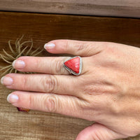 Ring - Size 8 -Red Spiny & Sterling Silver