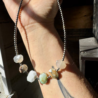 Peruvian Opal choker and Sterling Silver Pearls