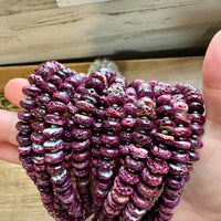 20 Inch purple spiny shell and 3 mm sterling silver pearls