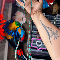 26” Dark Blue Rondelle Turquoise & Spiny Oyster Necklace