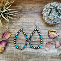 Real turquoise dangle earrings & 6 mm Sterling silver pearls
