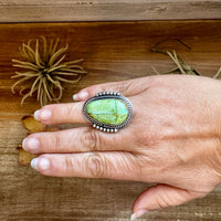 Adjustable Green Turquoise Ring – Sterling Silver – One of a Kind – Made in USA