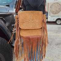 Suede Leather Boot Stitch Crossbody