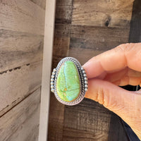 Adjustable Green Turquoise Ring – Sterling Silver – One of a Kind – Made in USA