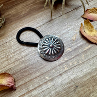 Sterling Silver Hair Tie – Stamped Concho Detail