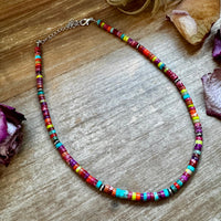 Magnesite Heishi Choker – Sterling Silver Pearls