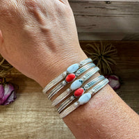 White Buffalo or Red Spiny Cuff Bracelet – Sterling Silver