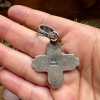 Zia Symbol Pendant with Golden Hill Turquoise – Sterling Silver – Native Made by K. Billah – Fits 8mm