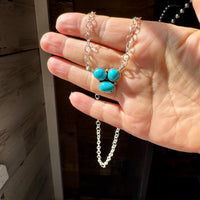 3-Stone Small Cluster Necklace – Kingman Turquoise – 17.5"