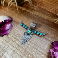 Longhorn Pendant with Gold Accent – Sterling Silver – Native Made by Leroy James