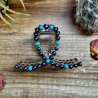 Smaller Pearls hair clips - turquoise and faux pearls