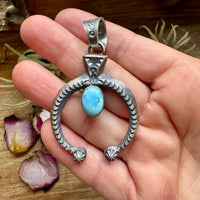 Naja Pendant with Golden Hill Turquoise – Option 2 – Sterling Silver – Native Made by KB – Fits 8mm