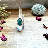 Ring size 7 & 8.5- long kingman turquoise and sterling silver