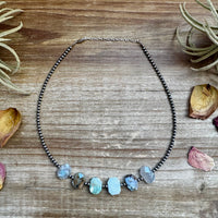 Peruvian Opal choker and Sterling Silver Pearls