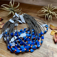 Sterling Silver & Spiny Oyster Choker with Lapis – Summer Necklace