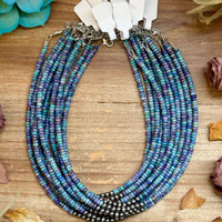 Sterling Silver Pearls choker and Purple Dolomite Heishi