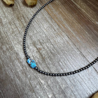 Golden Hill Turquoise Choker – Sterling Silver Pearls