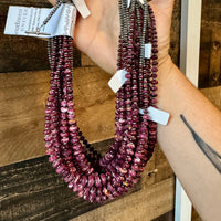 20 Inch purple spiny shell and 3 mm sterling silver pearls
