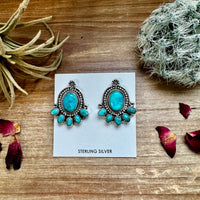 Stud earrings Kingman turquoise and sterling silver