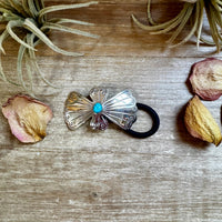 Sterling Silver Hair Tie with Kingman Turquoise