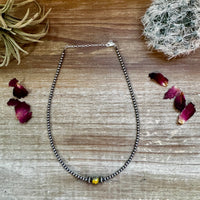 14 inch 3 mm sterling silver pearls choker - with bumblebees beads