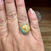 Small Ring - Size 8 1/2 - Ribbon Turquoise & Sterling Silver