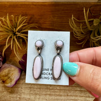 Pink Conch Dangle Earrings – Sterling Silver – Native Made by Marcella James