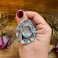 Adjustable Cowboy Hat Ring – Kingman Turquoise – Sterling Silver – Navajo Handmade by Robby Manuelito – USA