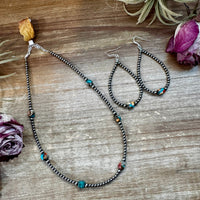 Mixed Turquoise & Spiny Oyster Teardrop Earrings – Sterling Silver Pearls