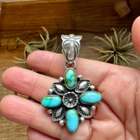 Flower Pendant with Sunderland Gold – Sterling Silver – Native Made by Charles Johnson