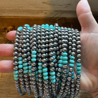 Sterling Silver Pearl & Blue Turquoise Necklace – 19"