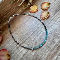 Blue-Green Turquoise Heishi Choker – 14"