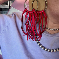 10 options Deer Skin Leather Hoop Earrings – 6.5" – Final Edition – USA Made