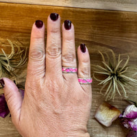 Pink Opal Inlay Band Ring – Sterling Silver – Sizes 6.5 & 7.5